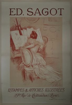 poster of a woman sitting at a desk writing on a piece of paper