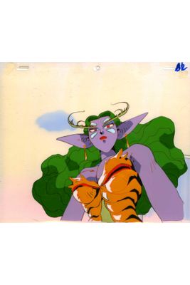 an image of a cartoon picture of a woman with a tiger on her shoulder
