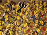 a painting of birds and flowers on the wall