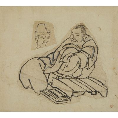 an image of a drawing of a man sitting on a bench