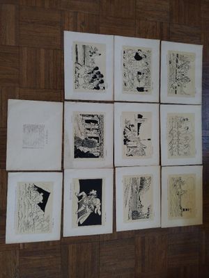 de nombreux types de dessins exposés au mur