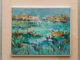 a painting that is hanging on the wall by the wall