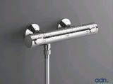 un gros plan d'une pomme de douche avec un tuyau