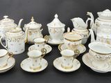 an image of a group of white and gold tea and coffee sets