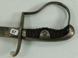 a very old looking sword with a number on it