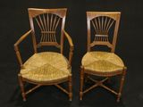 pair of antique chairs with cane back and cane back seats