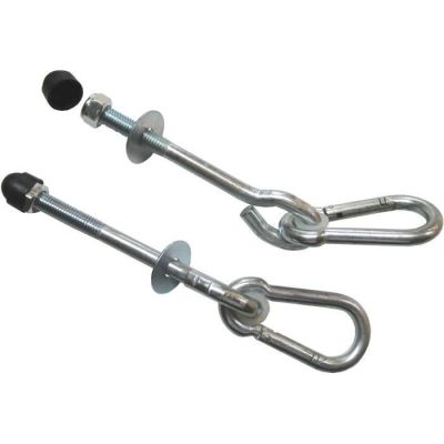 paire de manilles en acier inoxydable avec crochets, sur fond blanc