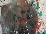 a picture of a painting with paint splatters all over it