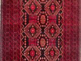 a red and black rug on a white background