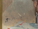 a painting of a horse that is standing in the snow