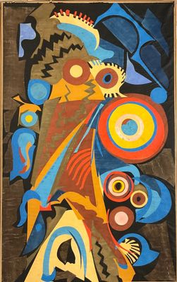 GRULIDE XXe, Composition abstraite, Collage de papiers décou…