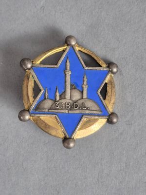 une image représentant un insigne orné d'une étoile, avec une mosquée en arrière-plan