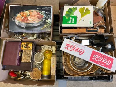 a box full of assorted items sitting on the floor