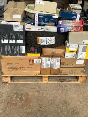 a pile of boxes and boxes on a pallet