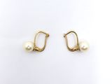 a pair of pearl earrings on a white background