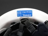 a close up of a helmet with a name tag on it