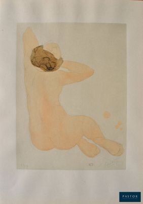 un dessin représentant une femme nue allongée sur le dos