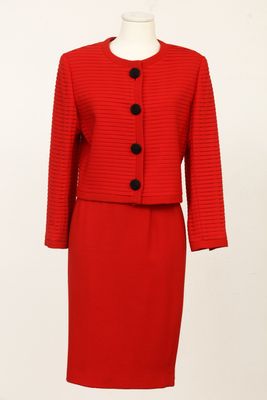 an image of a red dress and jacket on a mannequin mannequin mannequin mannequin mannequin mannequin mannequin mann