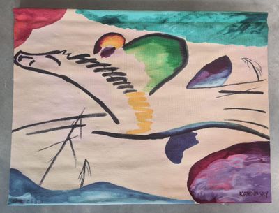 un tableau représentant un chat assis sur une table