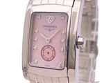 an image of a ladies ' s longines watch with pink dial