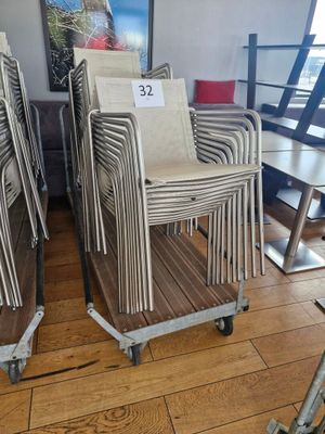 many chairs that are on wheels in a room