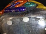 a glass object with a lot of different colored beads on it