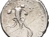a close up of a silver coin with a man on it
