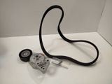 a close up of a belt and a pulley on a white surface