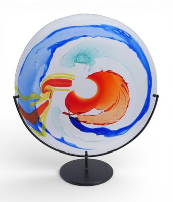 Aristide NAJEAN (1959), attribué à GRAND PLAT en verre multi…