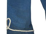 blue jeans with a tie on a white background