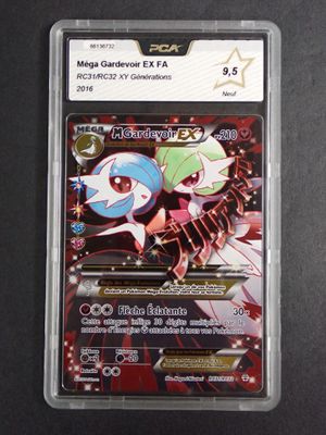 a close up of a card in a plastic case on a table