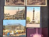 many pictures of different buildings and fountains in this picture