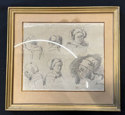 an image of a drawing of a woman ' s head in a gold frame