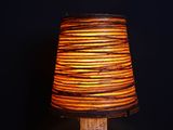 a lamp that is lit up in the dark