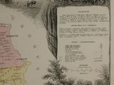 an old map of the country of england with a castle in the background