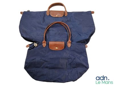 LONGCHAMP - Lot de 2 sacs "Le Pliage" en tissu bleu marine e…