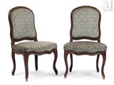 pair of louis xv style walnut side chairs