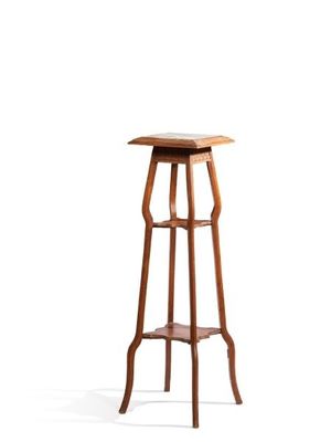 an image of a wooden stool with a shelf on it