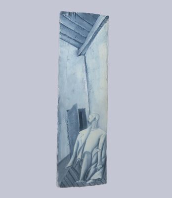 un tableau représentant une personne assise sur une chaise dans une pièce
