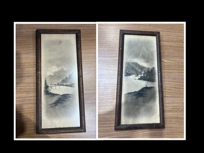 Lot de deux dessins Japon encadrés dim hors cadre 23x60 cm