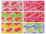 a set of four watercolor paintings of different shapes and sizes