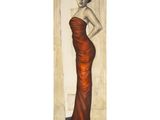 une image d'un tableau représentant une femme en robe rouge