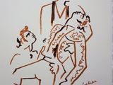 un dessin représentant un homme, une femme et un enfant