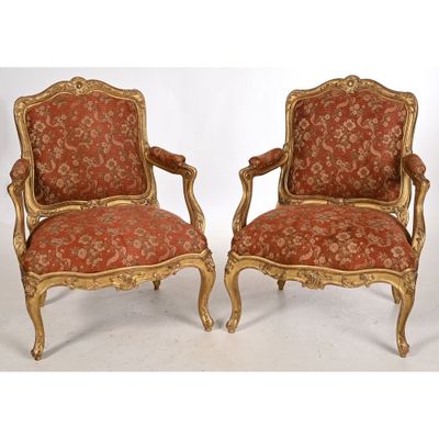 SPECTACULAIRE PAIRE DE FAUTEUILS A CHASSIS LOUIS XV à dos pl… - Photo 1