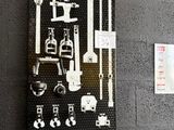 a picture of a black and white picture of tools on a wall