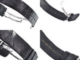 three different views of a watch strap with a buckle on it