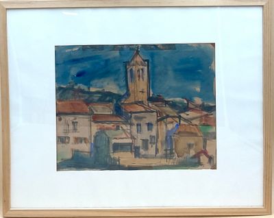 a picture of a picture of a painting of a town