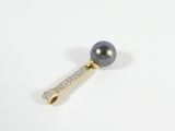 an image of a black pearl and diamond bar broochle