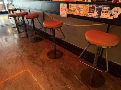 trois tabourets placés devant un bar