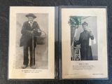 two old black and white photos of a man and a woman